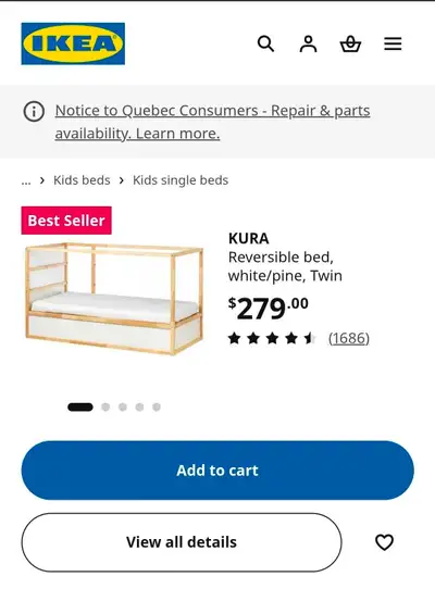 Ikea twin bed, View more