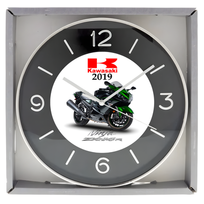 Brand new boxed wall clock approximately 10 inches in diameter featuring Custom designed artwork. Cl...