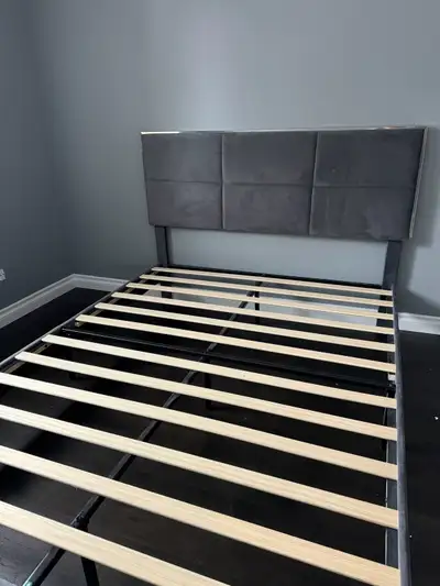 Queen bed frame + mattress, View more