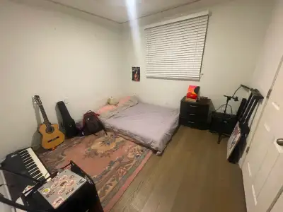 Good-sized bedroom in a house with a shared living room, bathroom and kitchen. There is a closet in...