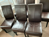 Set of 6 Brown Leather Chairs