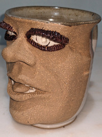 Vintage Leishman Canada Pottery Strange Man 3-D Funny Face Mug