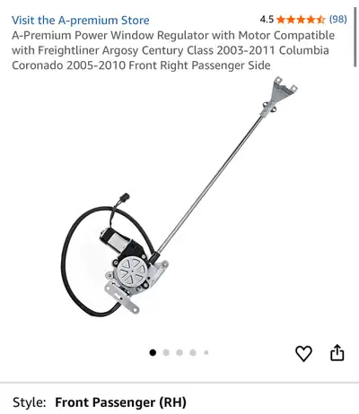 A-Premium Power Window Regulator with Motor Compatible with Freightliner Argosy Century Class 2003-2...