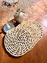 4) Handmade Round Woven Placemats Natural Braided Boho Inspired