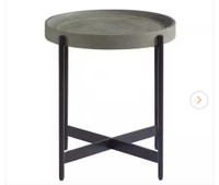 Brookline 20 in. Gray Round Wood with Concrete-Coating End Table