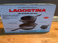 New Lagostina Cast Iron Saute pan and skillet set