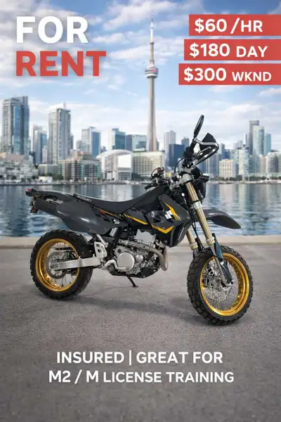 Suzuki DRZ400SM 2015 – Motorcycle Rental (INSURED) | M1/M2 / M Training Looking to rent a fun, and e...