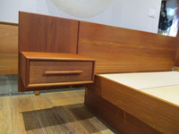 Versatile Queen, Teak Bed Frame with Removable Tables