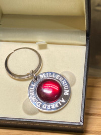 DUNHILL Key Ring Millennium Medallion Silver x Bordeaux with Box