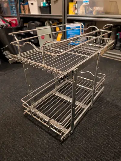 2 Tier Heavy Duty Adjustable Pull Out Slide Out Drawer , View more