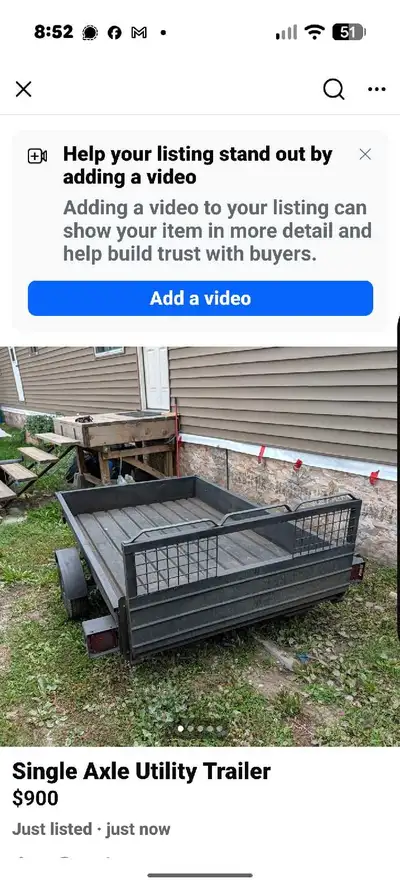 2003 Snowbear Steel Utility trailer 4' x 7' bed. Load capacity 1820 lbs 5.70 - 8C tires Tilt trailer...