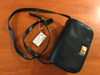 Women's Rosetti Black Leather Handbag with Shoulder Strap, View more