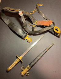 WW2 Japanese dagger/dirk knife blade with navy belt antique