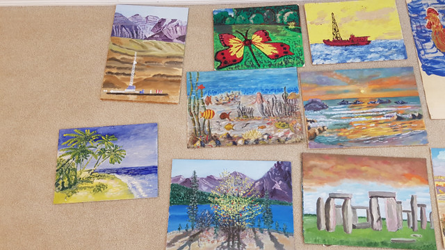 Fun Colours Oil Paintings on Paper, Canvas or Wood - $1 Each in Arts & Collectibles in Edmonton - Image 3