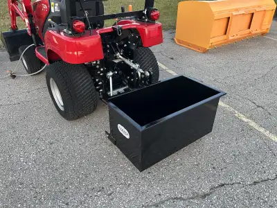 Strive 400Lb compact tractor weight/toolbox, Cat 1 hookup, can be pivoted back to unload. Cat 2 - 80...