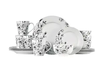 CANVAS Wild Rose 16pc Dinnerware Set, White, View more