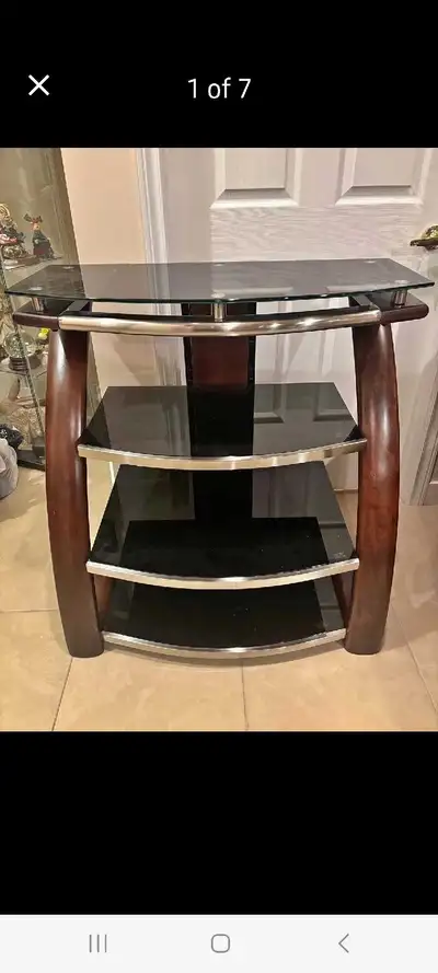 Wood and glass TV stand, View more