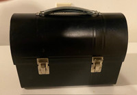 Antique, Plain Metal Dome Black Lunch Box from 1950 or 60's