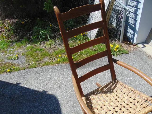QUEBEC LADDER BACK ROCKER ROPE SEAT REDONE YEARS AGO in Chairs & Recliners in Kingston - Image 3
