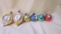 Set of 6 ~ Assorted Vintage Glass Christmas Decorations