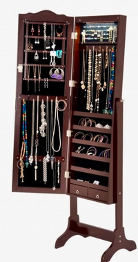 Jewelry cabinet with full length mirror