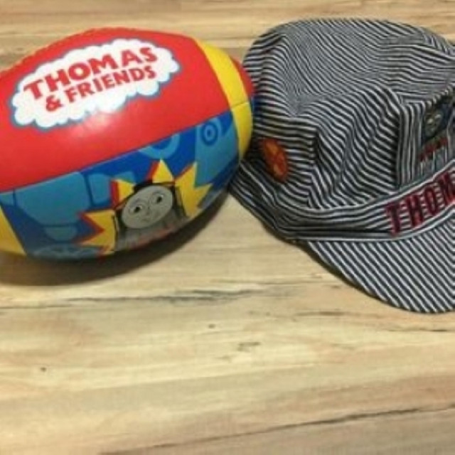 Thomas Vinyl Football + Thomas & Friends Railway Conductor Hat in Toys & Games in Prince George