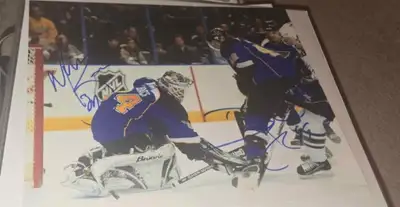 David Backes Manny Legace signed 8x10 picture Blues Hockey, View more