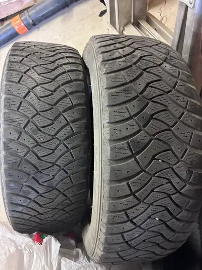 Falken Winterpeak F-Ice winter tires. There are only 3 tires so a set of 2 and a spare. Lots of trea...