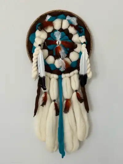 Large Mandala Wool Roving Wall Hanging – 40”, View more