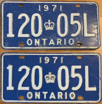 1971 YOM Ontario Licence Plates, View more