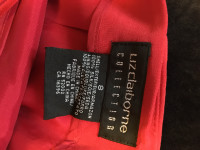 Vintage Liz Claiborne Red Silk -  Lined Skirt Size 6/8 - 26 in W