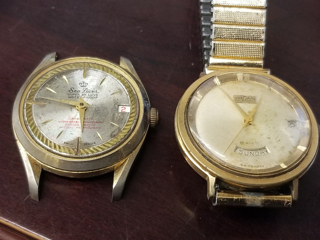 2 Vintage Mens Wrist Watches. Vulcain Calendate & Sea Diver in Arts & Collectibles in Bedford