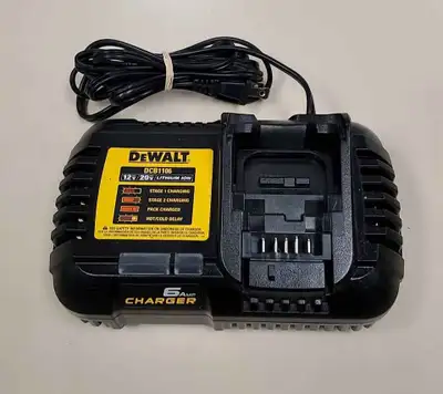 DEWALT DCB1106 12V/20V MAX 6A BATTERY CHARGER STAGE 1 LED BLINKS UNTIL THE BATTERY IS APPROXIMATELY...
