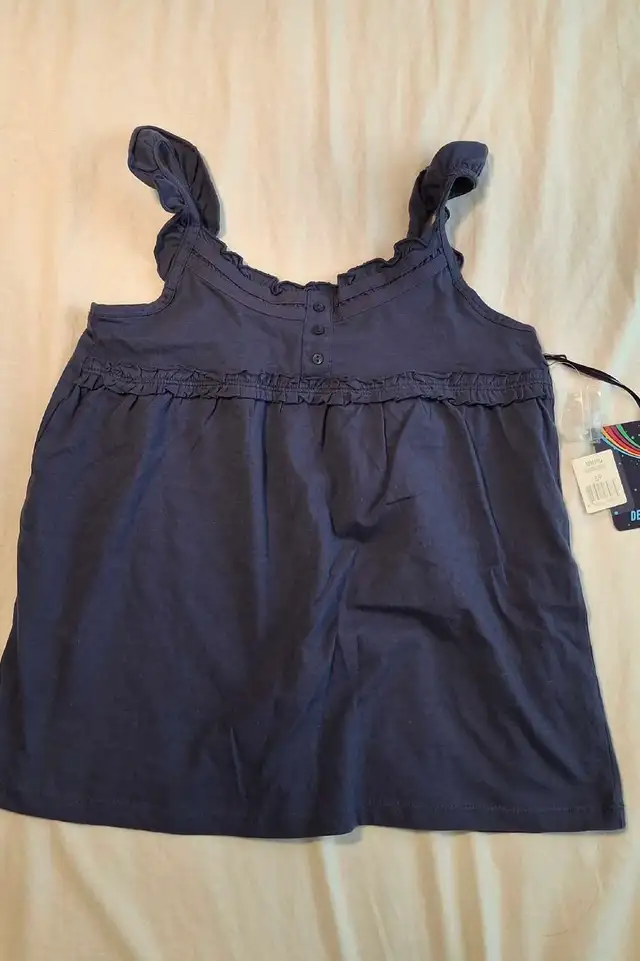 *New* DEX Girls Tank Top 100% Cotton Navy Blue Size S (7/8)