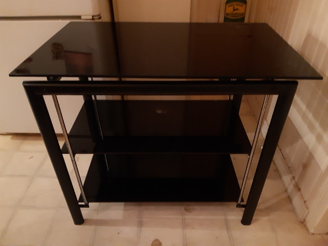 Black glass and chrome tv stand in TV Tables & Entertainment Units in Trenton