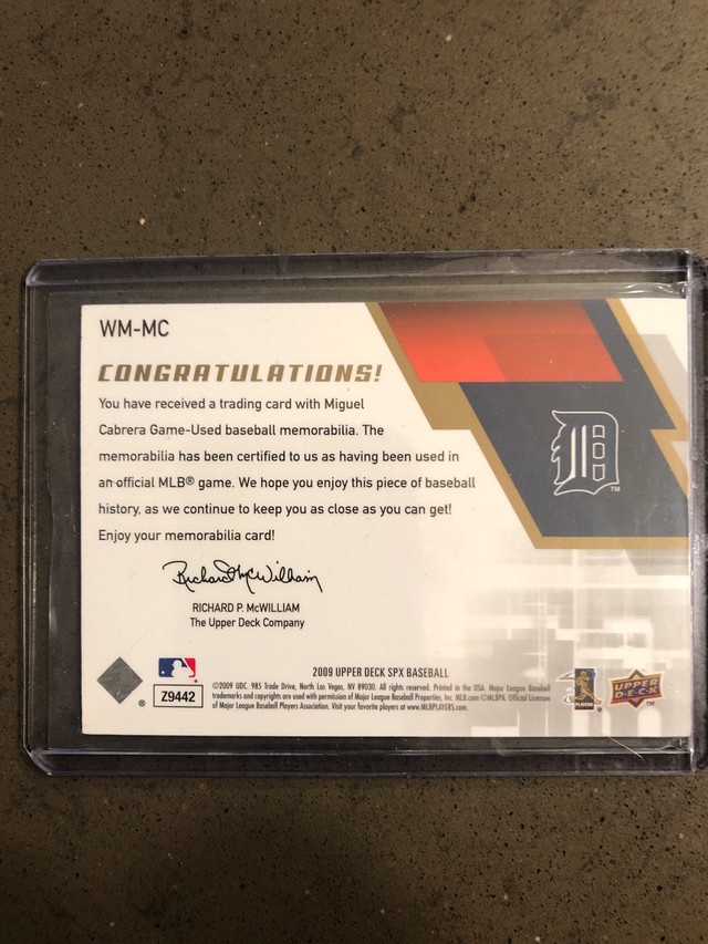 Miguel Cabrera Winning Material Jersey Card in Arts & Collectibles in Markham / York Region - Image 2