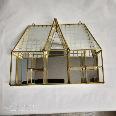 Vintage Mirrored Brass Wall Hanging/Table Top Curio Shelf House, View more