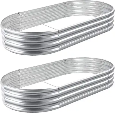 New 4×2×0.9 ft Oval Galvanized Beds, 2-Pack, View more