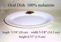 8x5x3/4” melamine white oval plate, 10 pack, new, $25