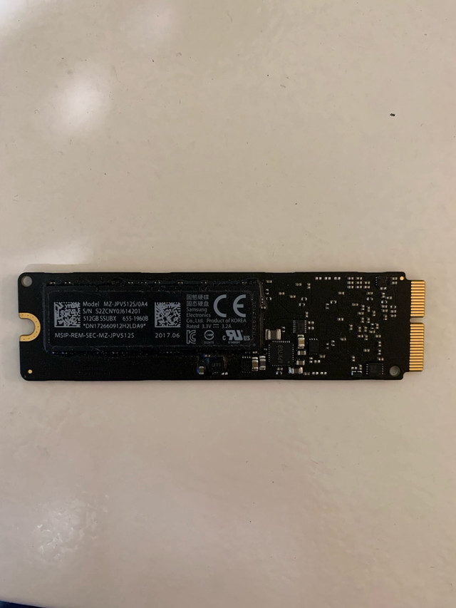 512GB Apple SSD model numberMZ-JPV512S/0A4 in System Components in Laval / North Shore - Image 3
