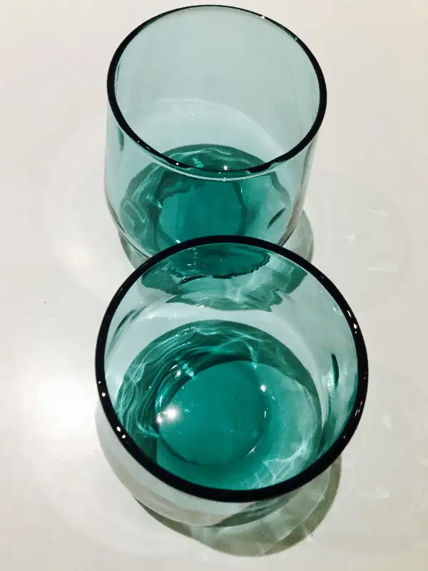 2 Vintage Small Retro Mid-Century Turquoise Glasses 50's62863268629250123
