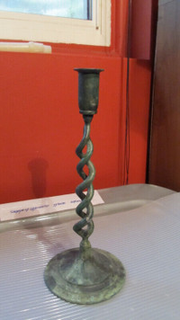 Vintage colored brass candle holder 11" high.