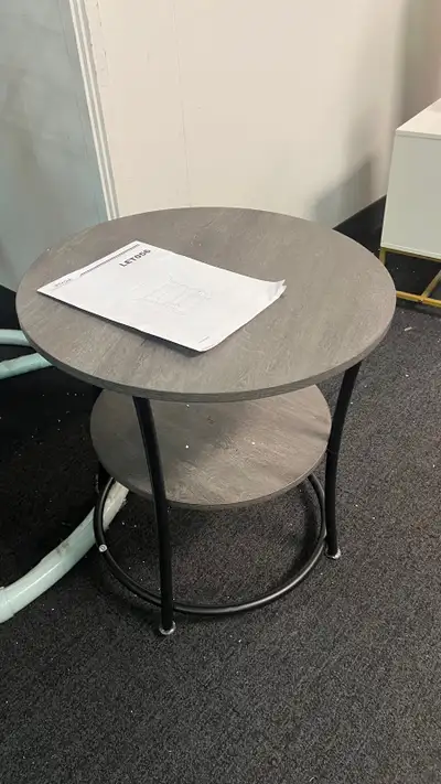 Side Table, Round End Table with 2 Shelves for Living Room, Bedr, View more