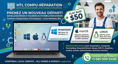 Installations de systèmes d'exploitation - Linux - Windows - Mac, View more