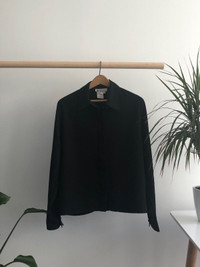 Embroidered Black Detail Button Up
