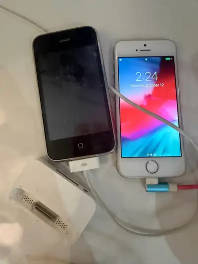 2 iPhones ( gold 5s with all accessories and one older one), View more