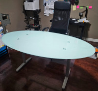 Glass Oval-Shaped Designer Office Desk (with chair)