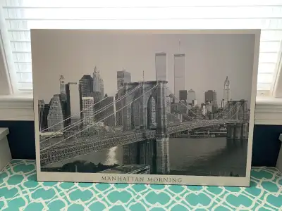 Vintage Manhattan Morning Poster Manhattan morning skyline in black & white Out of print Has been "p...