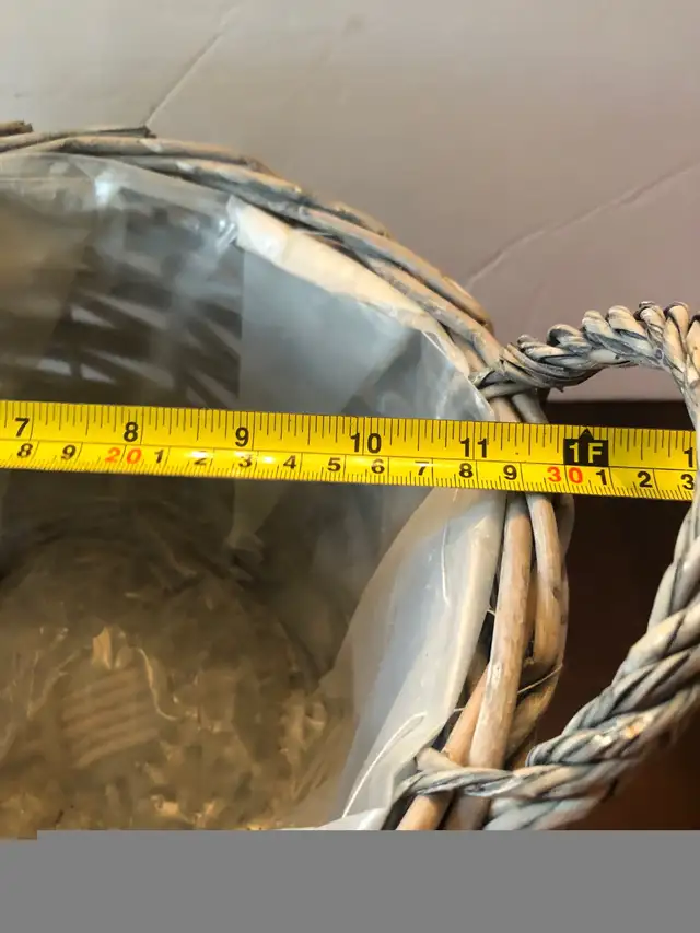 Grey Wicker Plant Holder Basket With Plastic Lining.518518629173841922