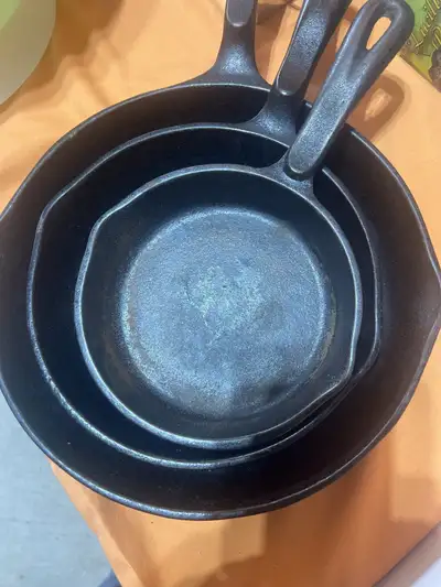 Wagner Cast Iron Skillets, Set of 3, Made in USA, View more